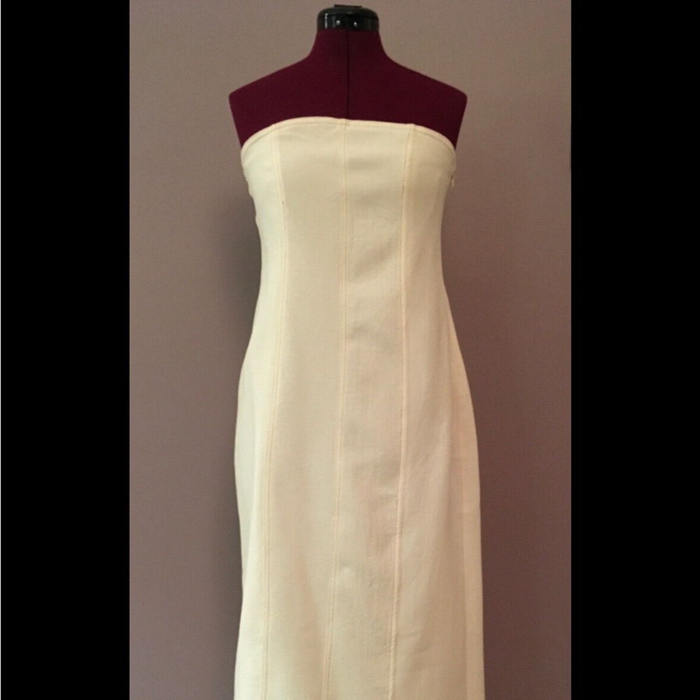 Zara Cream Strapless Midi Dress